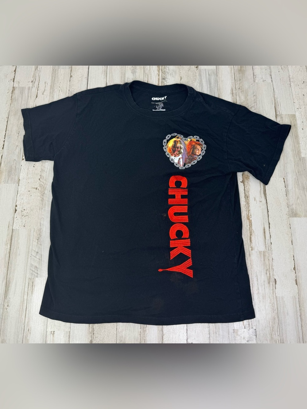 Vintage Bride of Chucky Women’s XL T Shirt Till Death Do Us Apart Black Cotton - Picture 2 of 7